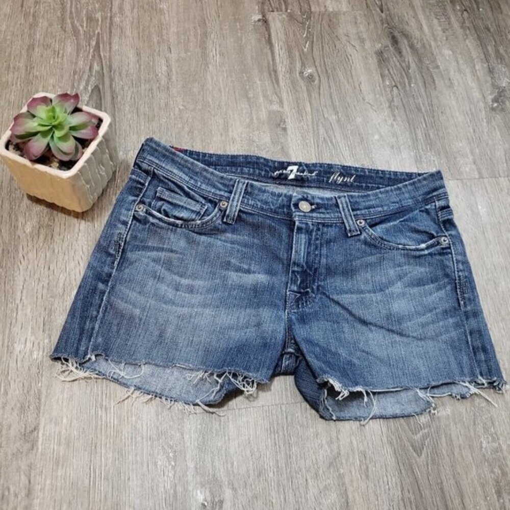 7 For All Mankind Flynt Cut Off Denim Shorts 29